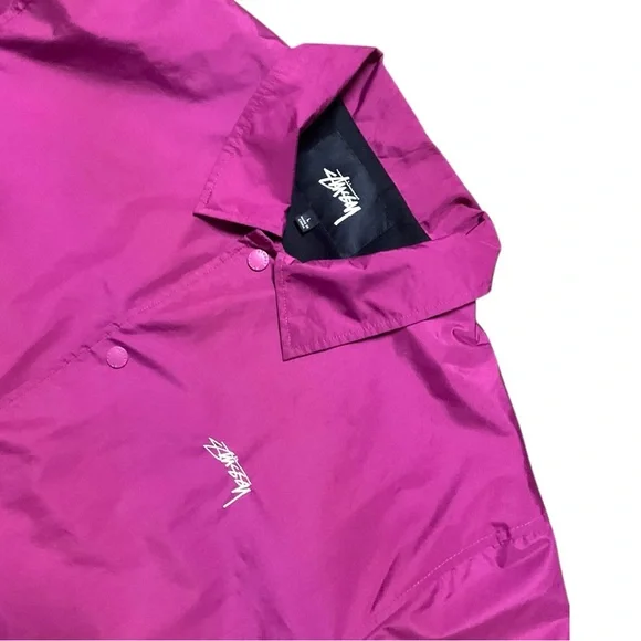 💥 Stüssy Coaches Jacket 💜 Magenta Pink Size L Streetwear Skate Windbreaker